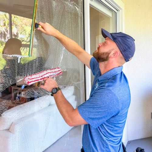 Window cleaning at a Southwest Florida home