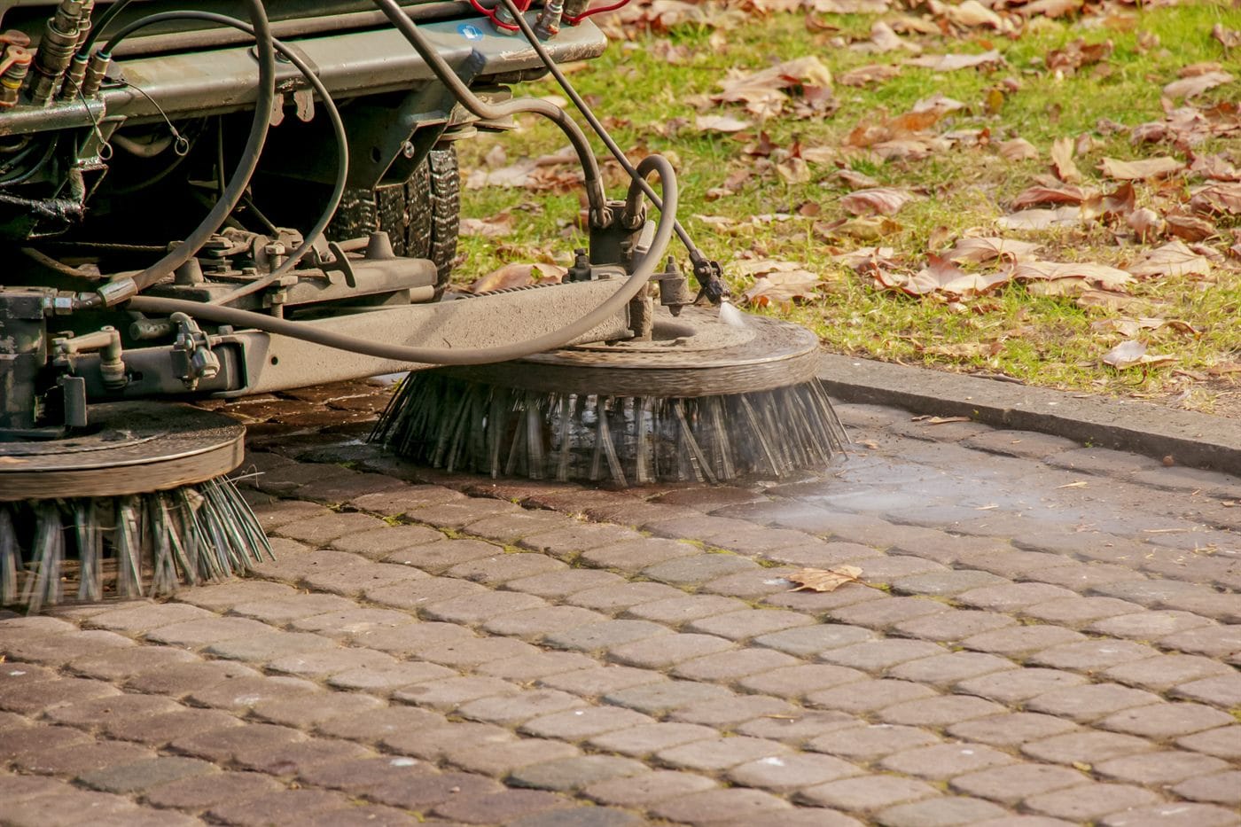 Power washing a commercial parking lot